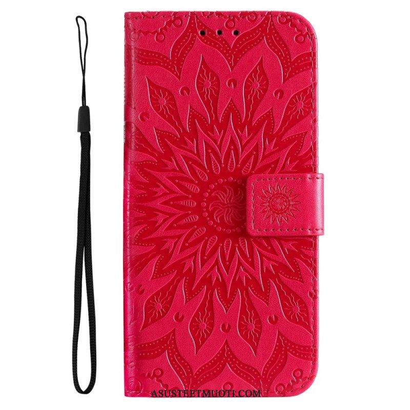 Flip Case Vivo Y22s Mandala-aurinko Kaulanauhalla