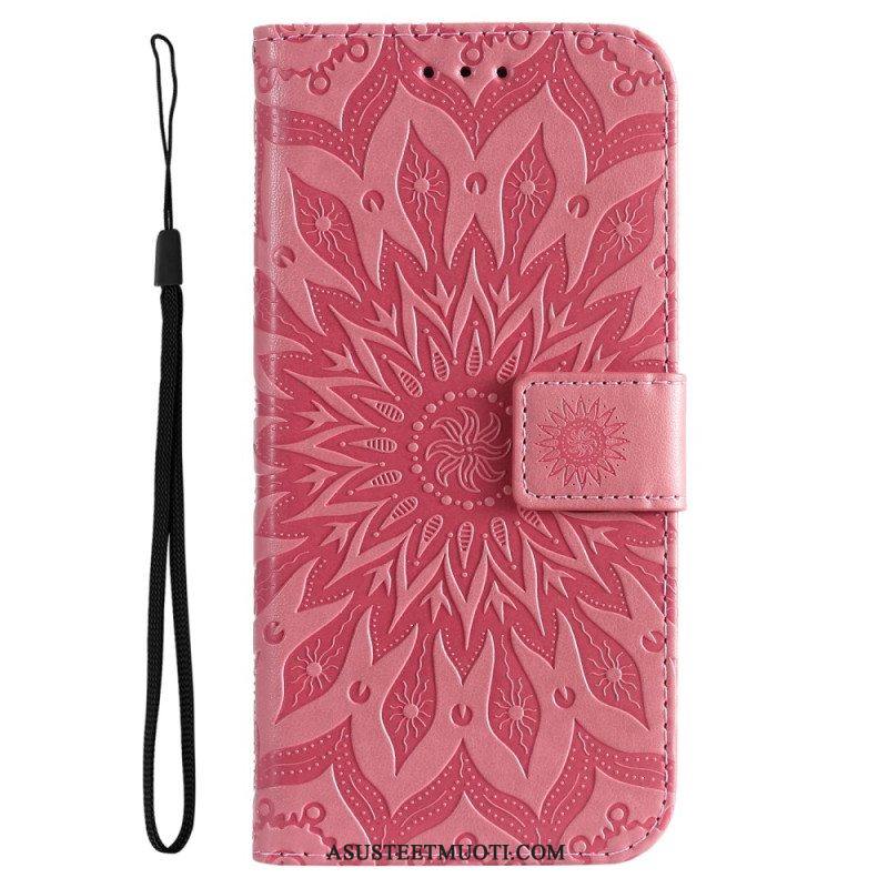 Flip Case Vivo Y22s Mandala-aurinko Kaulanauhalla