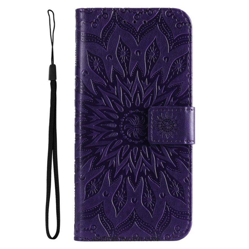 Flip Case Vivo Y22s Mandala-aurinko Kaulanauhalla