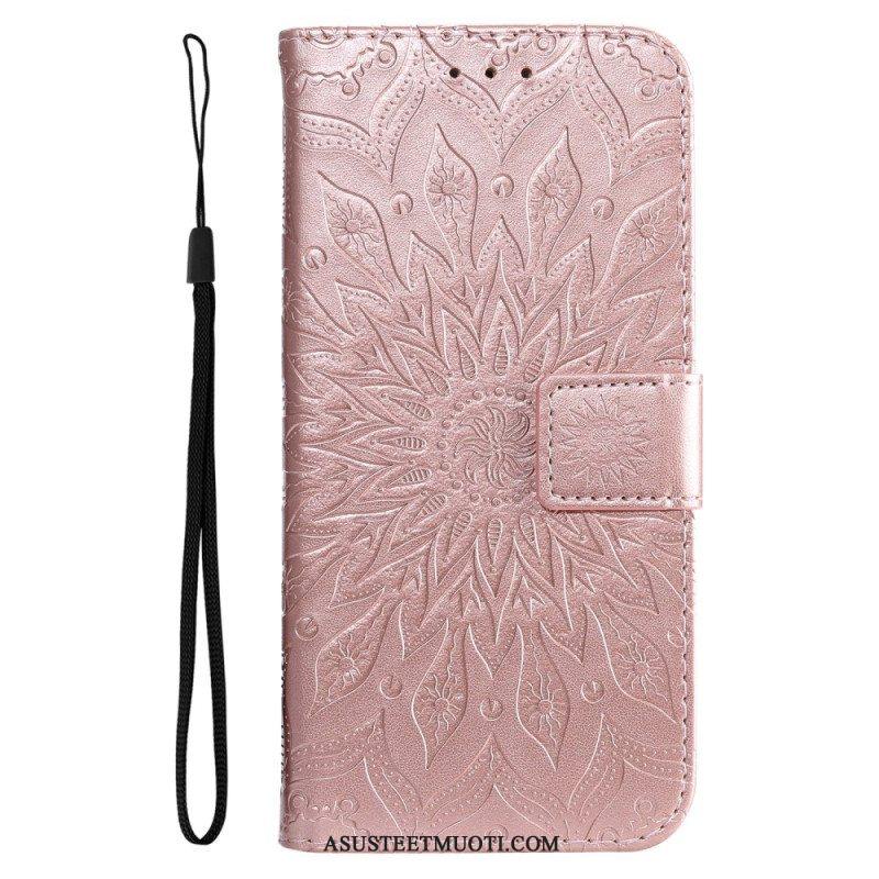 Flip Case Vivo Y22s Mandala-aurinko Kaulanauhalla