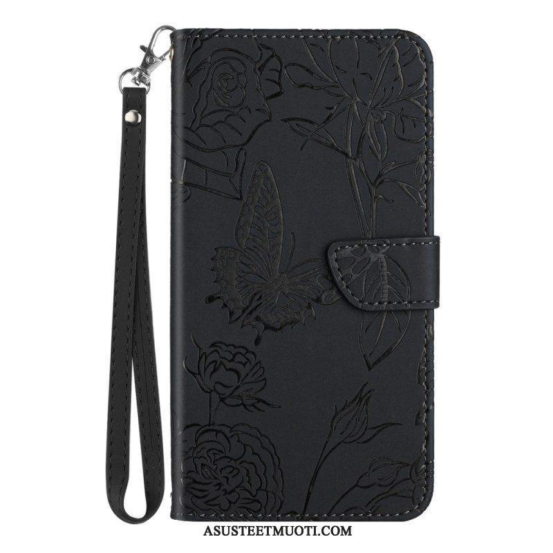 Flip Case Xiaomi 13 Pro Perhosia Ja Kaulanauhaa