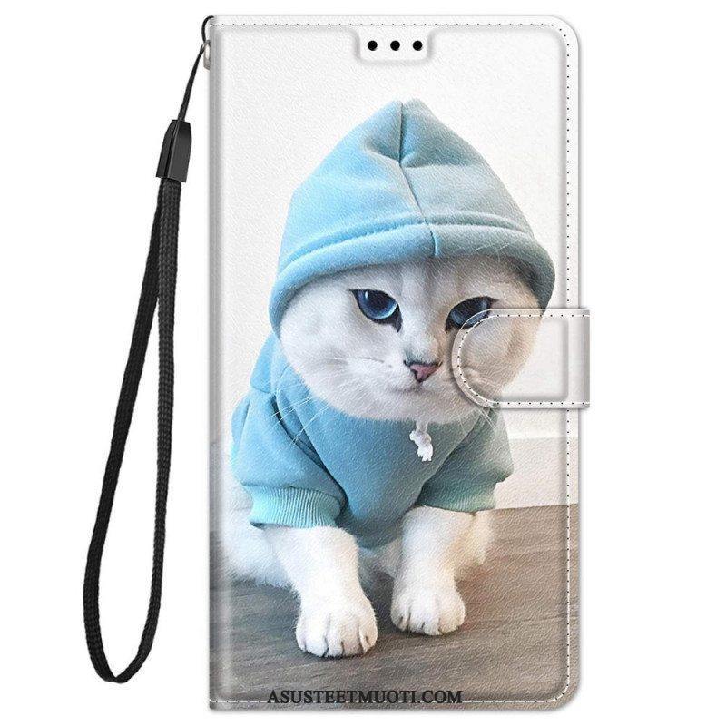 Flip Case Xiaomi Redmi Note 11 Pro Plus 5G Suojaketju Kuori Thong Cat Fan