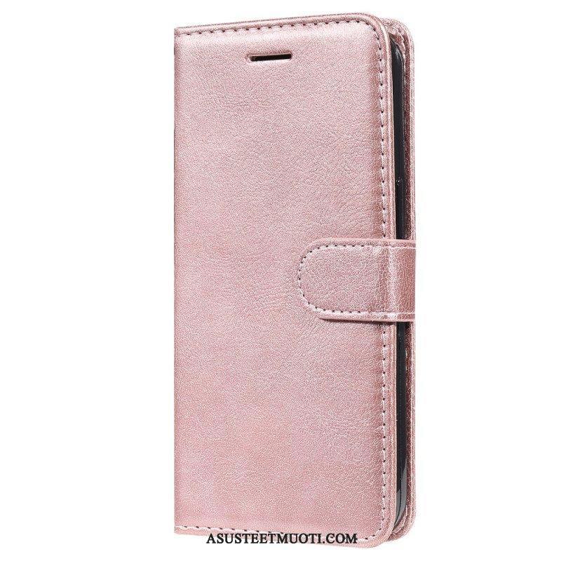 Flip Case iPhone 15 Plus Suojaketju Kuori Pelkkä Keinonahka Hihnalla