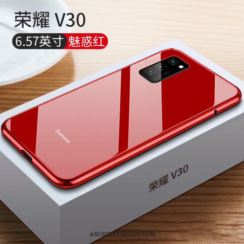 Honor View30 Kuori Kuoret Lasi Ultra Net Red Metalli Kehys