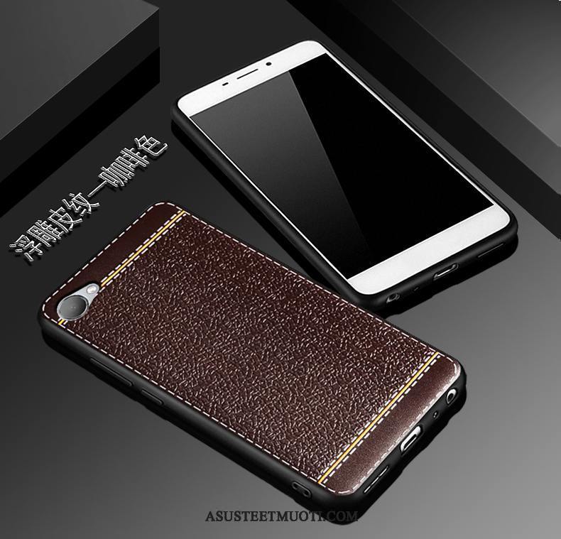 Htc Desire 12 Kuoret Pesty Suede Musta Kohokuviointi Puhelimen Kukkakuvio