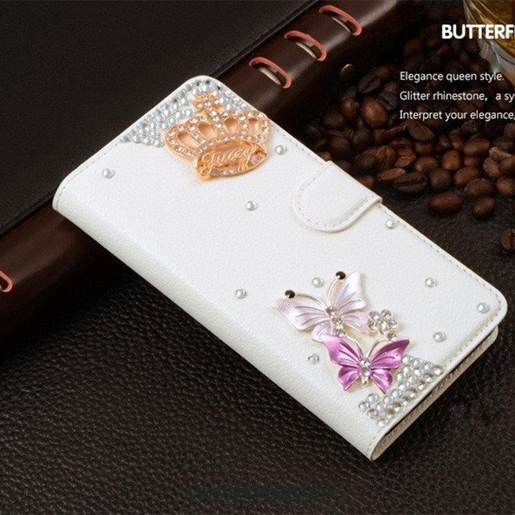 Htc Desire 728 Kuori Kuoret Läpinäkyvä Puhelimen Nahkakotelo Rhinestone Inlay