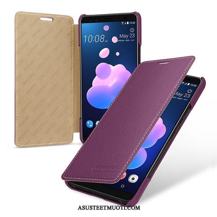 Htc U12+ Kuori Kuoret Murtumaton Suojaus Kotelo Yksinkertainen Nahkakotelo