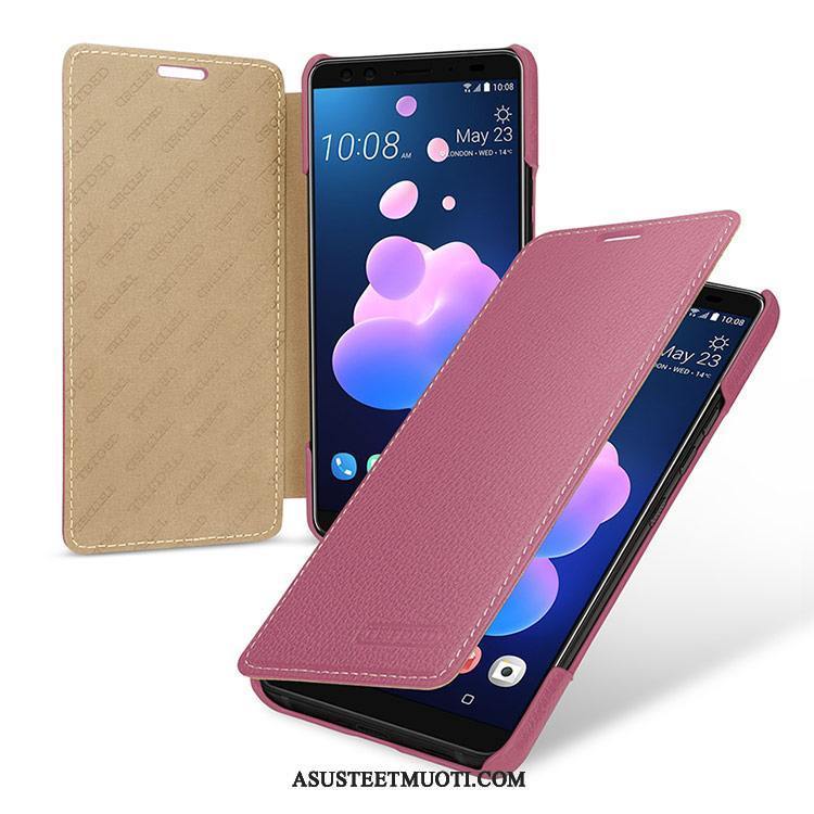 Htc U12+ Kuori Kuoret Murtumaton Suojaus Kotelo Yksinkertainen Nahkakotelo