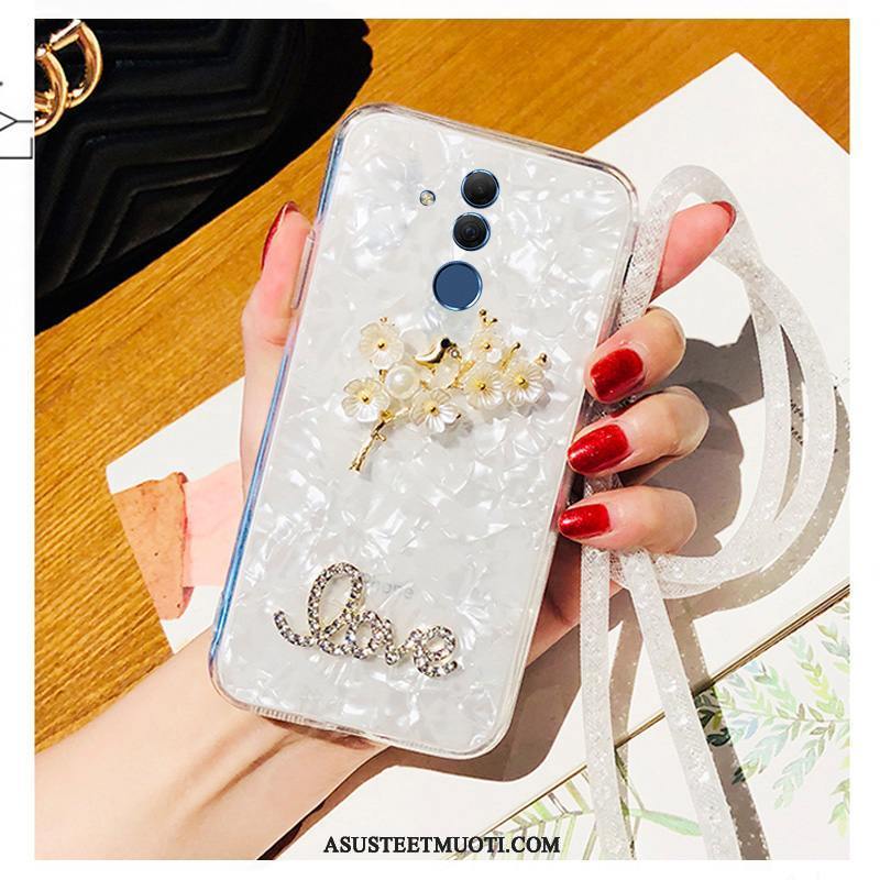 Huawei Mate 20 Lite Kuoret Net Red Rhinestone Inlay Silikoni Murtumaton Valkoinen