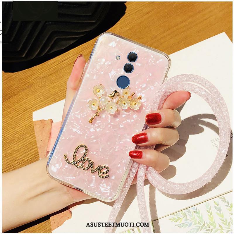 Huawei Mate 20 Lite Kuoret Net Red Rhinestone Inlay Silikoni Murtumaton Valkoinen