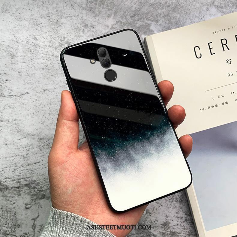 Huawei Mate 20 Lite Kuoret Vaalean Silikoni Lasi Tummansininen Yksinkertainen