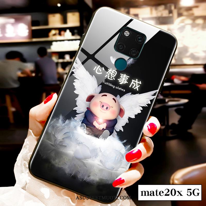 Huawei Mate 20 X (5g) Kuoret Ihana Luova Violetti Lasi Kuori