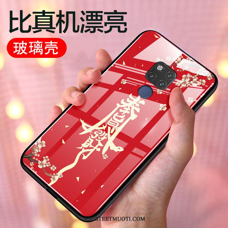 Huawei Mate 20 X (5g) Kuoret Puhelimen Lasi Punainen Kiinalainen Tyyli Kuori