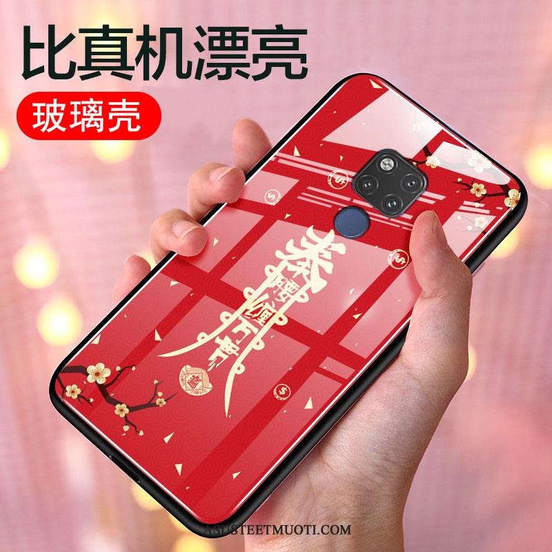 Huawei Mate 20 X (5g) Kuoret Puhelimen Lasi Punainen Kiinalainen Tyyli Kuori