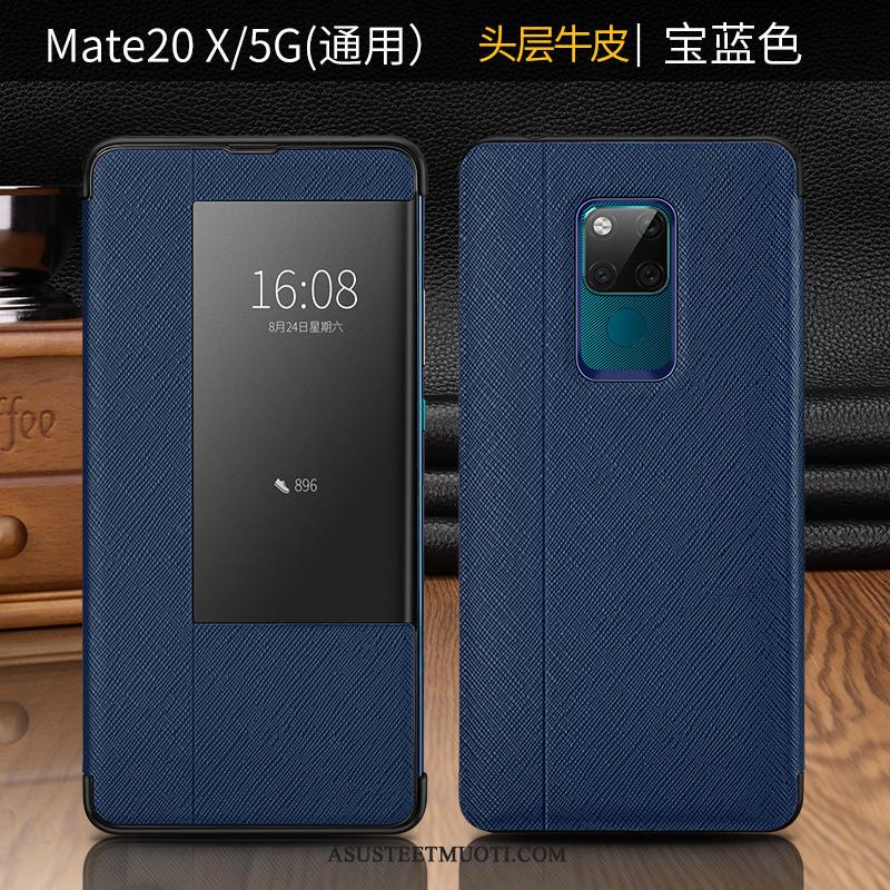Huawei Mate 20 X (5g) Kuoret Simpukka Nahkakotelo Puhelimen Punainen Ylellisyys