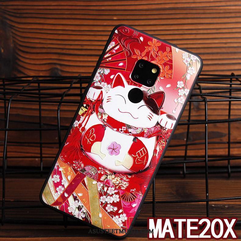 Huawei Mate 20 X Kuoret Punainen Ripustettavat Koristeet Puhelimen Suojaus Kotelo