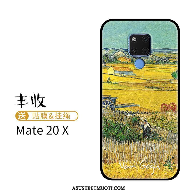 Huawei Mate 20 X Kuoret Öljyvärimaalaus Puhelimen Korkea Kotelo Sininen