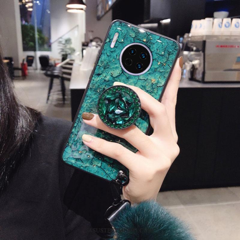 Huawei Mate 30 Pro Kuoret Kuori Pehmeä Neste Vihreä Puhelimen Rhinestone Inlay