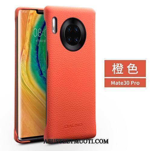 Huawei Mate 30 Pro Kuori Kuoret Takakansi Nahkakotelo Yksinkertainen Punainen