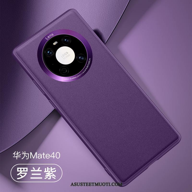 Huawei Mate 40 Kuoret Murtumaton Kotelo Vihreä Aito Nahka Ylellisyys