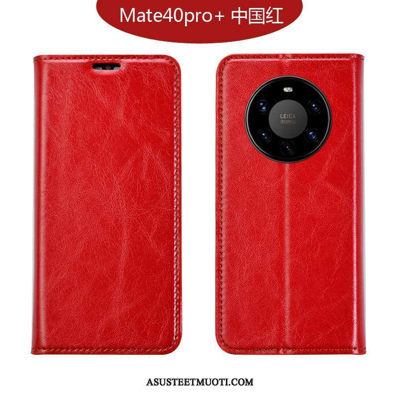 Huawei Mate 40 Pro+ Kuoret All Inclusive Kotelo Aito Nahka Tummansininen Murtumaton