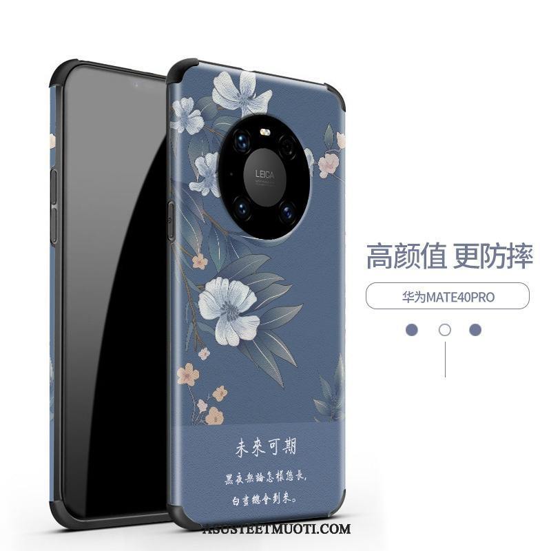 Huawei Mate 40 Pro Kuoret Violetti Pehmeä Neste Kukka Persoonallisuus Pesty Suede