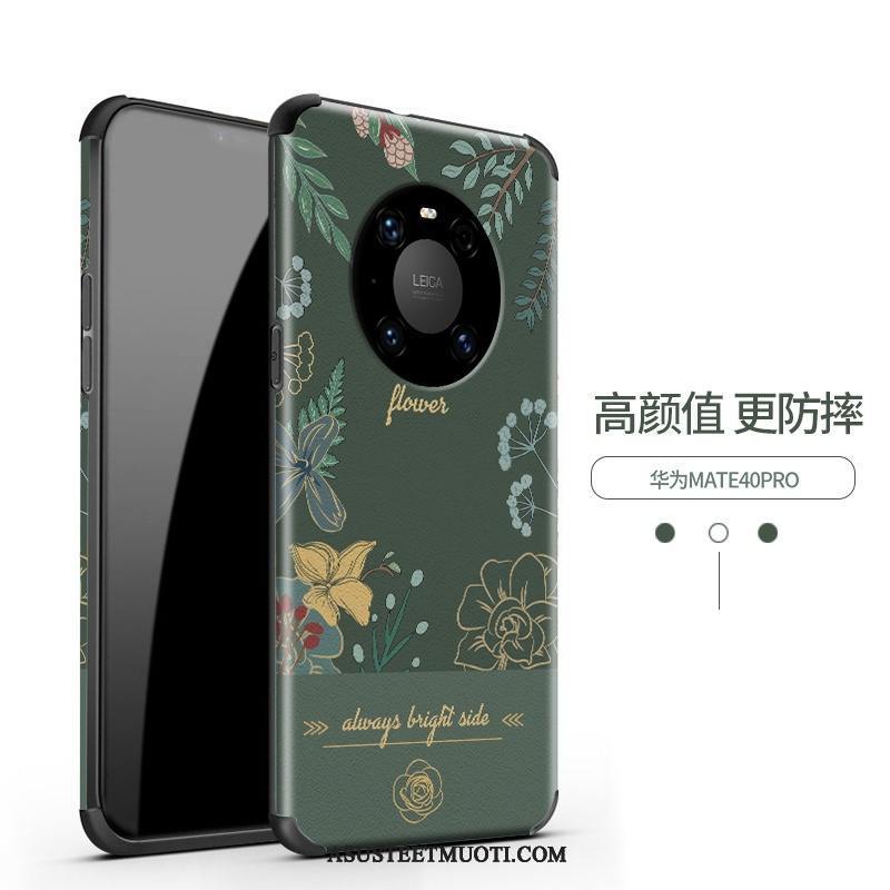 Huawei Mate 40 Pro Kuoret Violetti Pehmeä Neste Kukka Persoonallisuus Pesty Suede