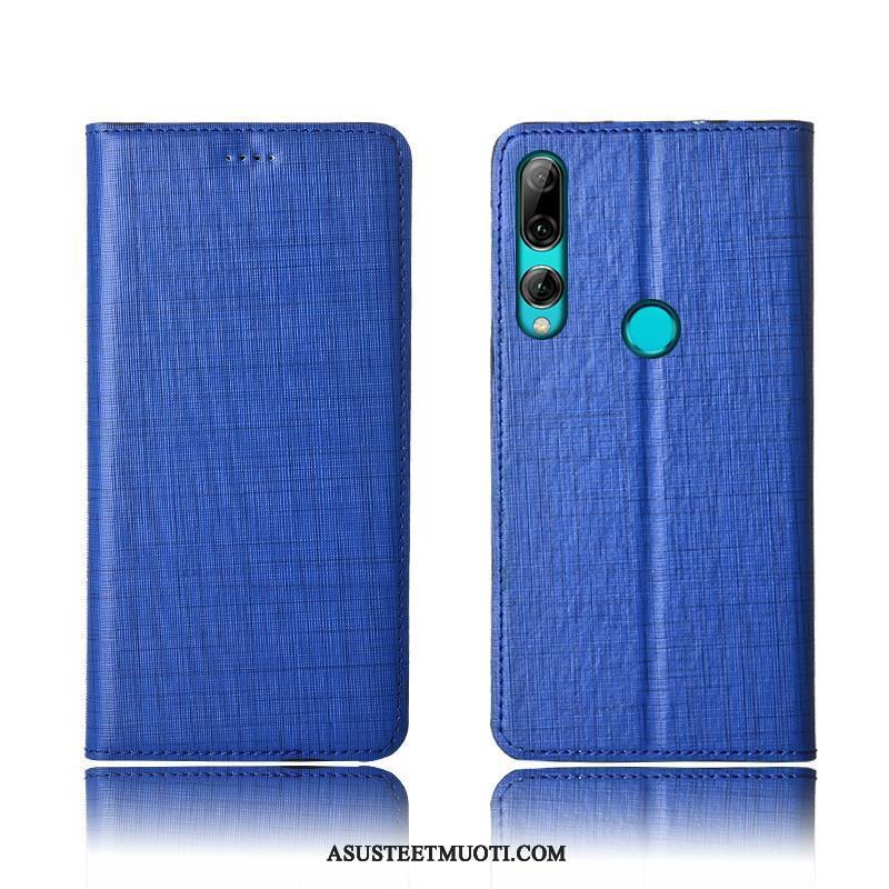 Huawei P Smart+ 2019 Kuoret Nahkakotelo Sininen Silikoni Simpukka Murtumaton