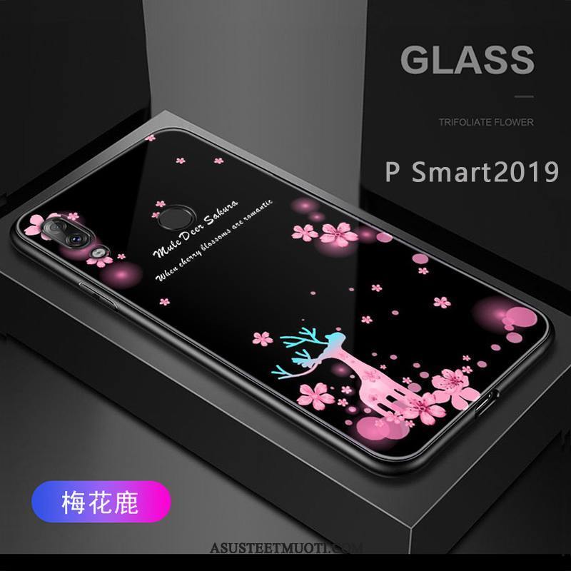 Huawei P Smart 2019 Kuori Kuoret Sininen Pesty Suede Silikoni Puhelimen Kotelo