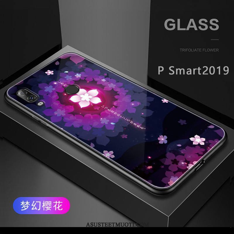 Huawei P Smart 2019 Kuori Kuoret Sininen Pesty Suede Silikoni Puhelimen Kotelo