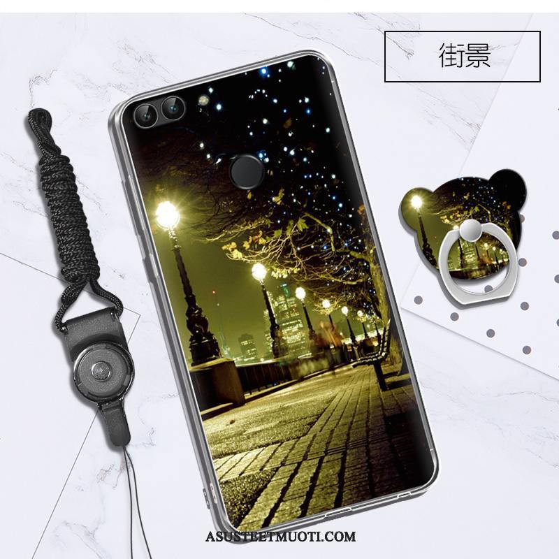 Huawei P Smart Kuoret Puhelimen Sarjakuva Musta Kotelo Pehmeä Neste