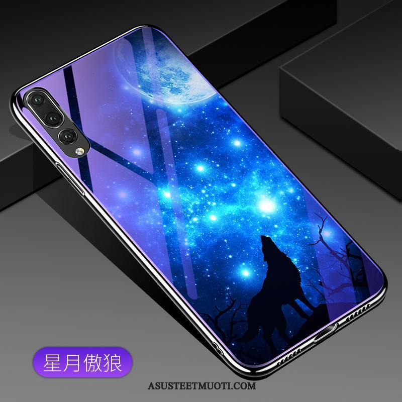 Huawei P20 Pro Kuori Kuoret Kotelo Lasi Suojaus Sininen