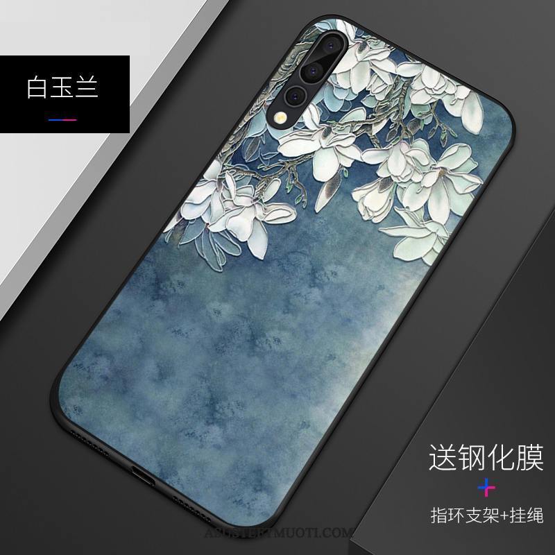 Huawei P20 Pro Kuori Kuoret Muokata Silikoni Suojaus Kohokuviointi Pesty Suede