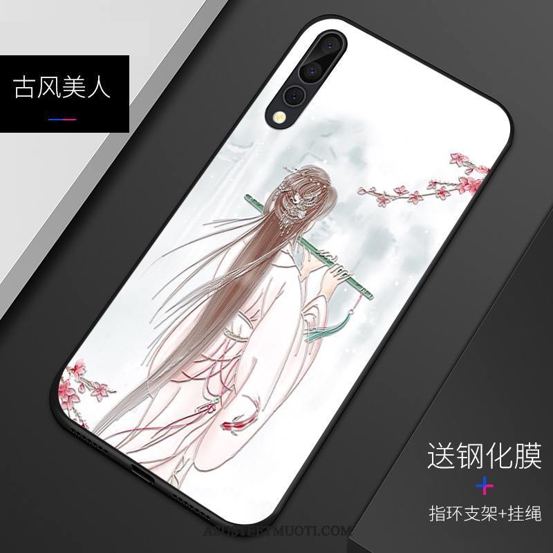 Huawei P20 Pro Kuori Kuoret Muokata Silikoni Suojaus Kohokuviointi Pesty Suede