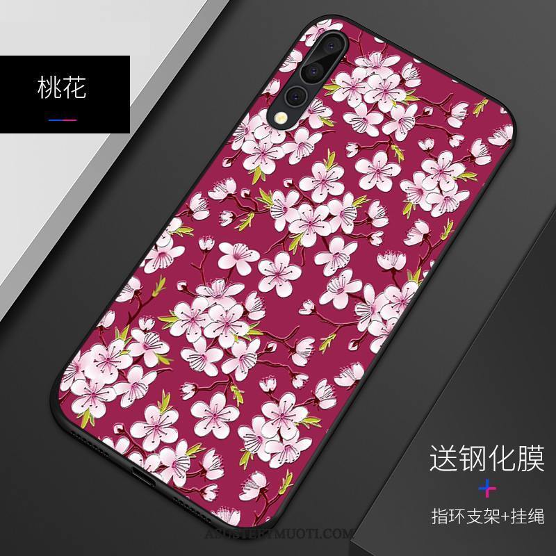 Huawei P20 Pro Kuori Kuoret Muokata Silikoni Suojaus Kohokuviointi Pesty Suede