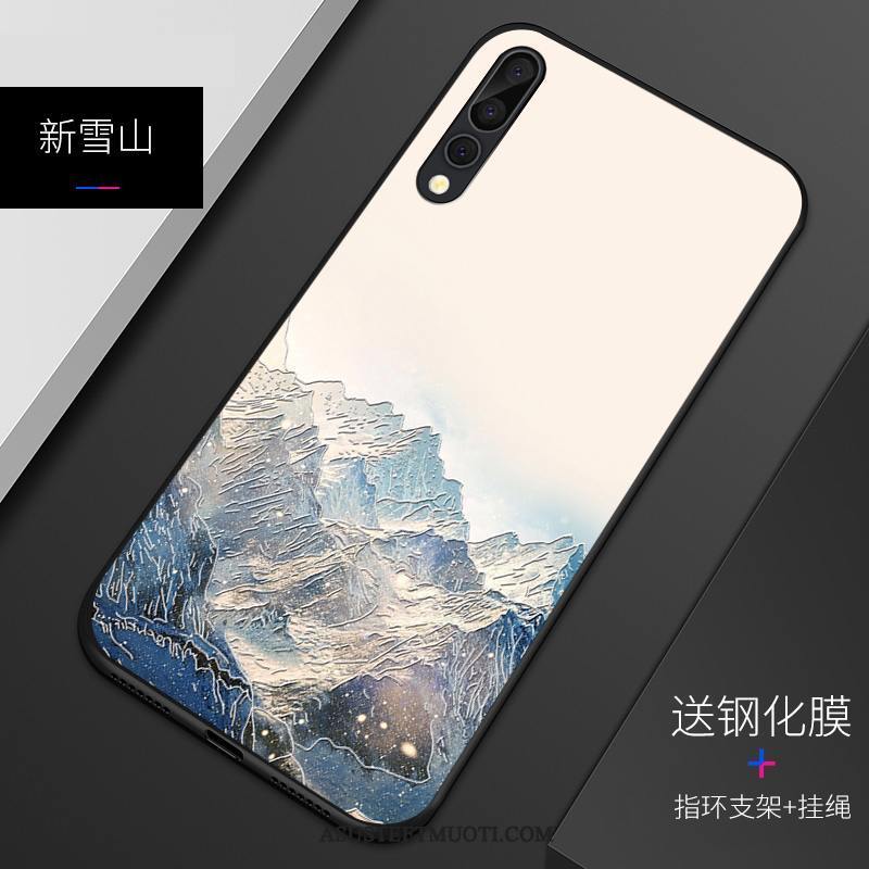 Huawei P20 Pro Kuori Kuoret Muokata Silikoni Suojaus Kohokuviointi Pesty Suede