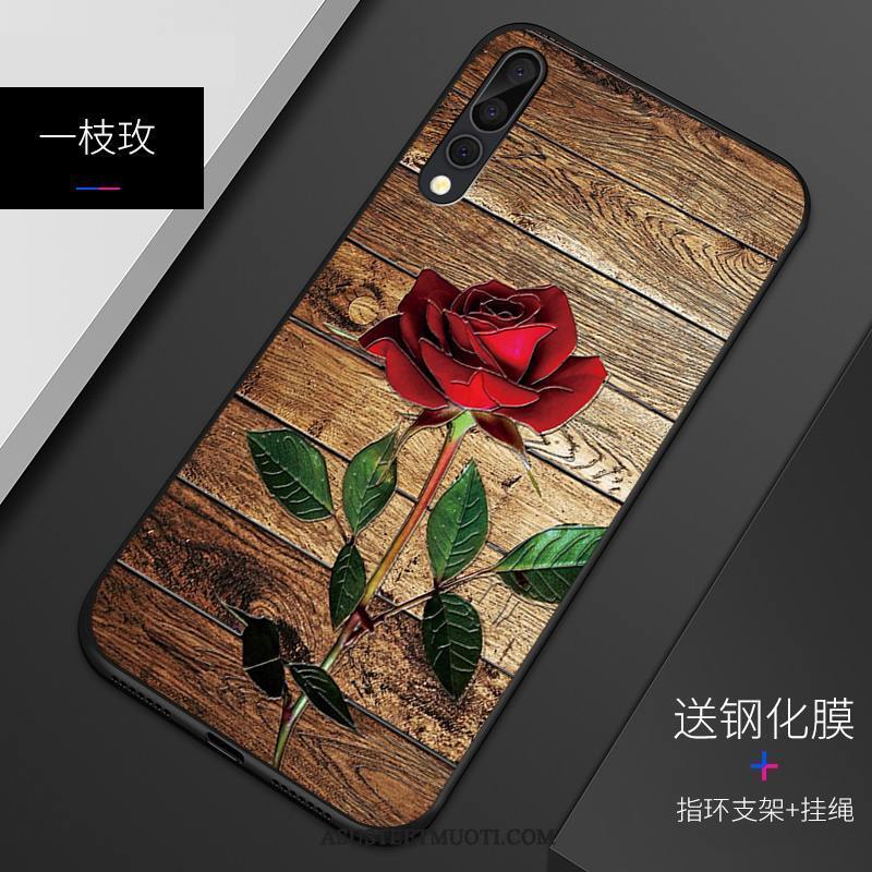 Huawei P20 Pro Kuori Kuoret Muokata Silikoni Suojaus Kohokuviointi Pesty Suede