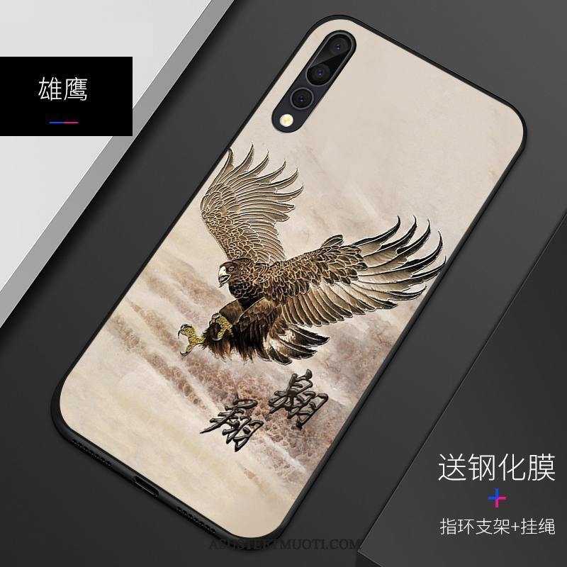 Huawei P20 Pro Kuori Kuoret Muokata Silikoni Suojaus Kohokuviointi Pesty Suede