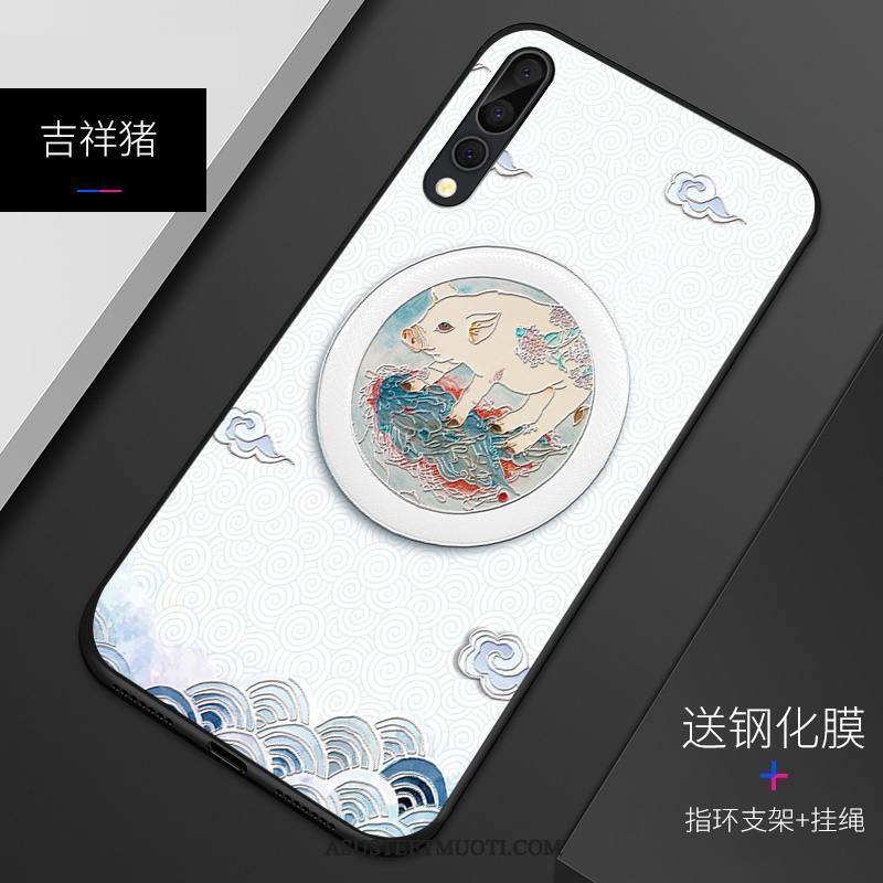 Huawei P20 Pro Kuori Kuoret Muokata Silikoni Suojaus Kohokuviointi Pesty Suede