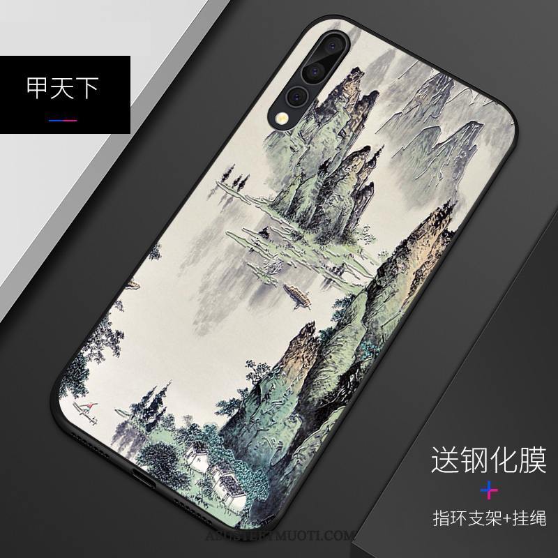 Huawei P20 Pro Kuori Kuoret Muokata Silikoni Suojaus Kohokuviointi Pesty Suede