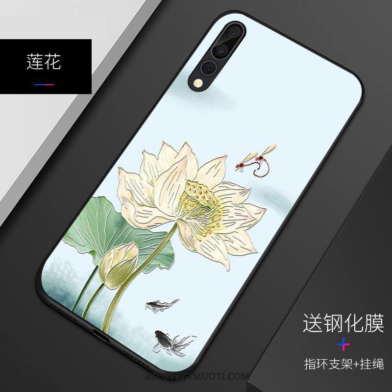 Huawei P20 Pro Kuori Kuoret Muokata Silikoni Suojaus Kohokuviointi Pesty Suede