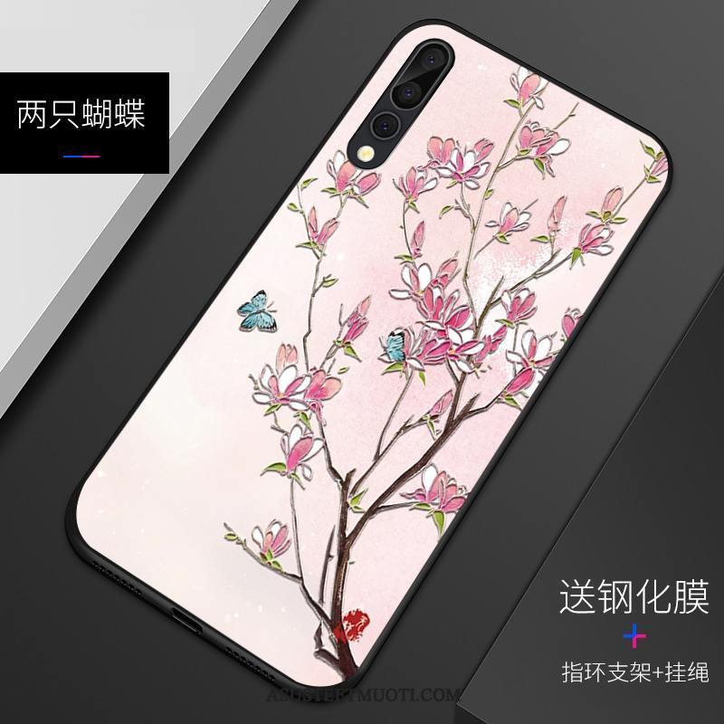 Huawei P20 Pro Kuori Kuoret Muokata Silikoni Suojaus Kohokuviointi Pesty Suede