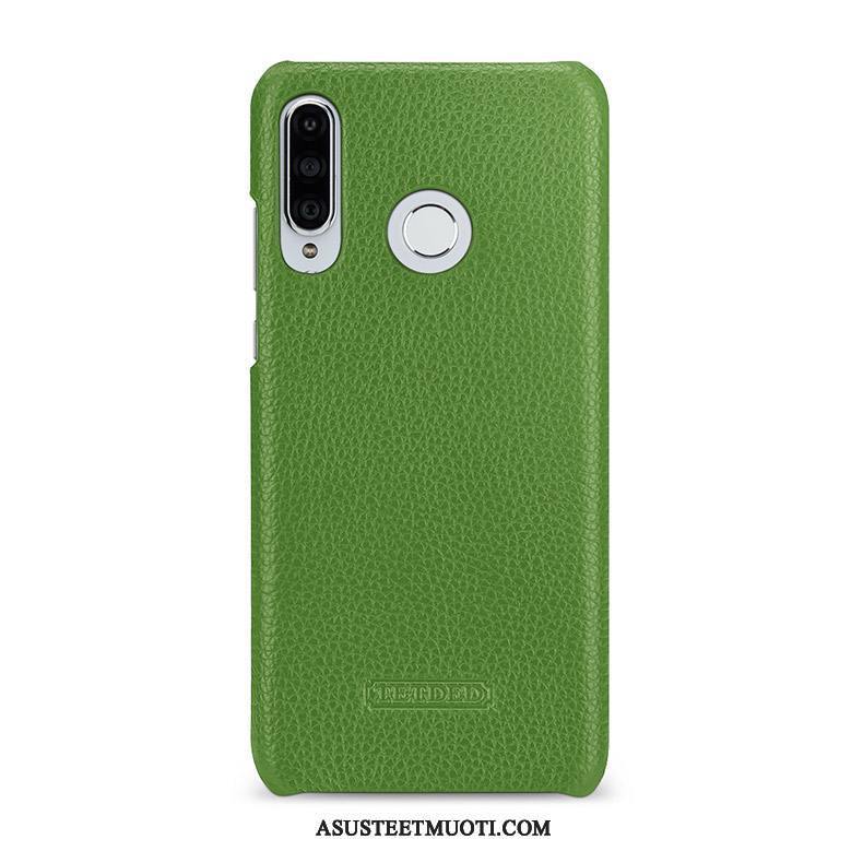 Huawei P30 Lite Kuoret Aito Nahka Takakansi Kuori Violetti Kotelo