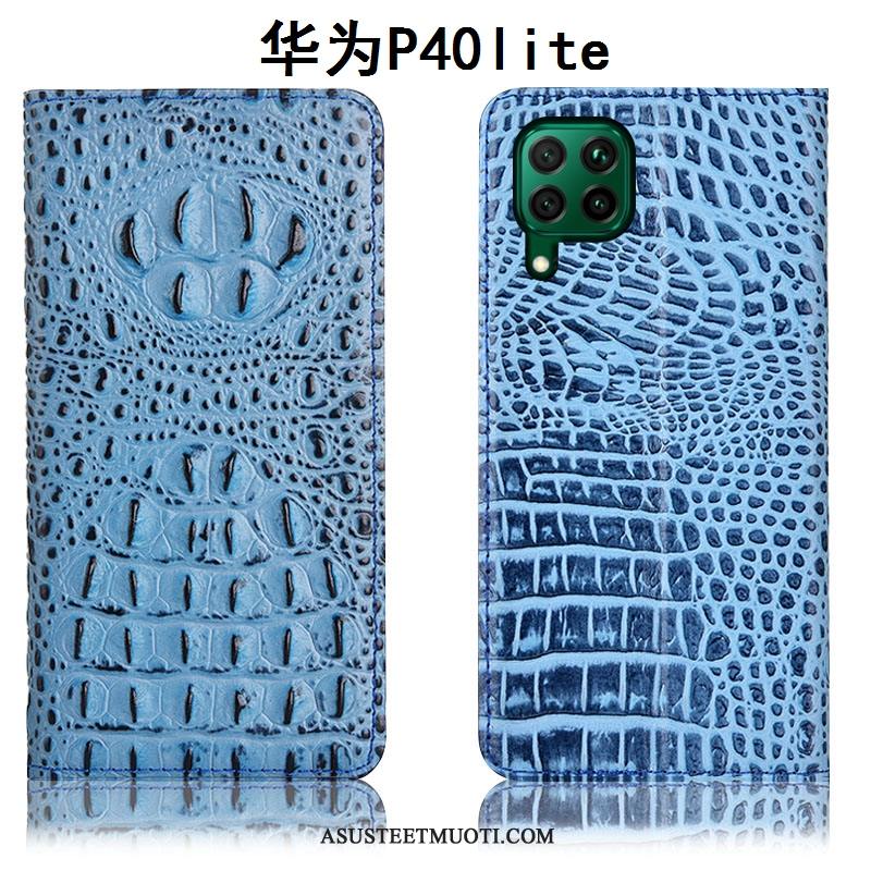 Huawei P40 Lite Kuoret Kuori Sininen Nahkakotelo Suojaus All Inclusive