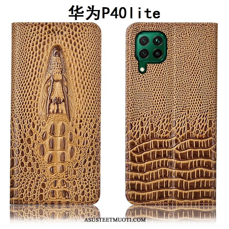 Huawei P40 Lite Kuori Kuoret Nahkakotelo All Inclusive Puhelimen Keltainen