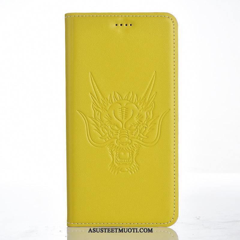 Huawei Y7 2018 Kuoret Kuori Keltainen Suojaus Nahkakotelo Murtumaton