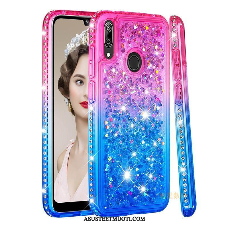 Huawei Y7 2019 Kuori Kuoret All Inclusive Jauhe Rhinestone Inlay Juoksuhiekka