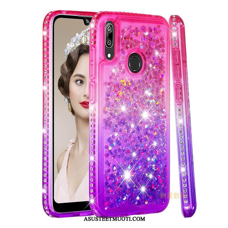 Huawei Y7 2019 Kuori Kuoret All Inclusive Jauhe Rhinestone Inlay Juoksuhiekka