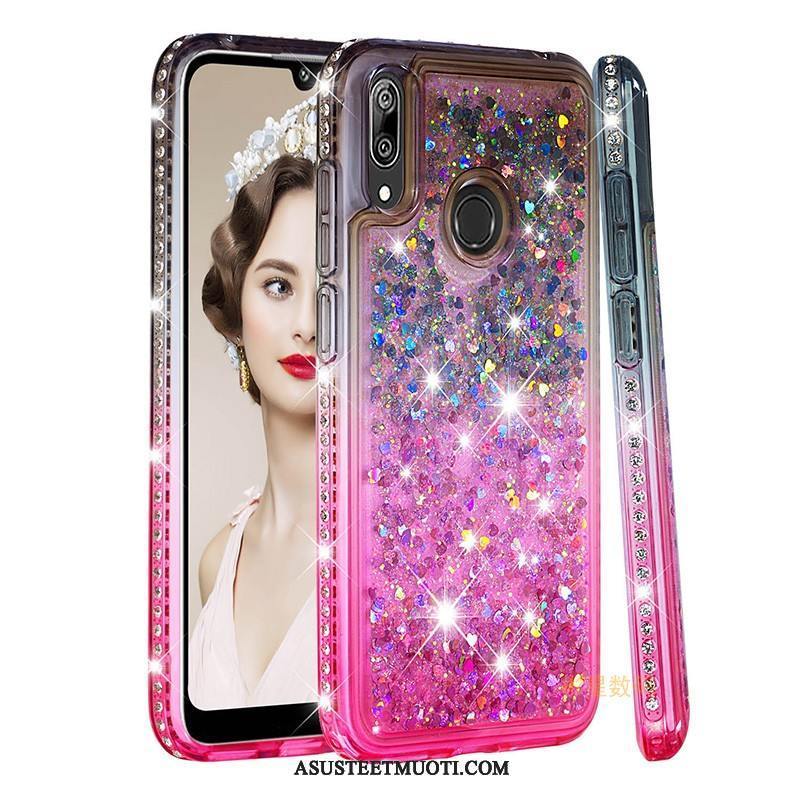 Huawei Y7 2019 Kuori Kuoret All Inclusive Jauhe Rhinestone Inlay Juoksuhiekka