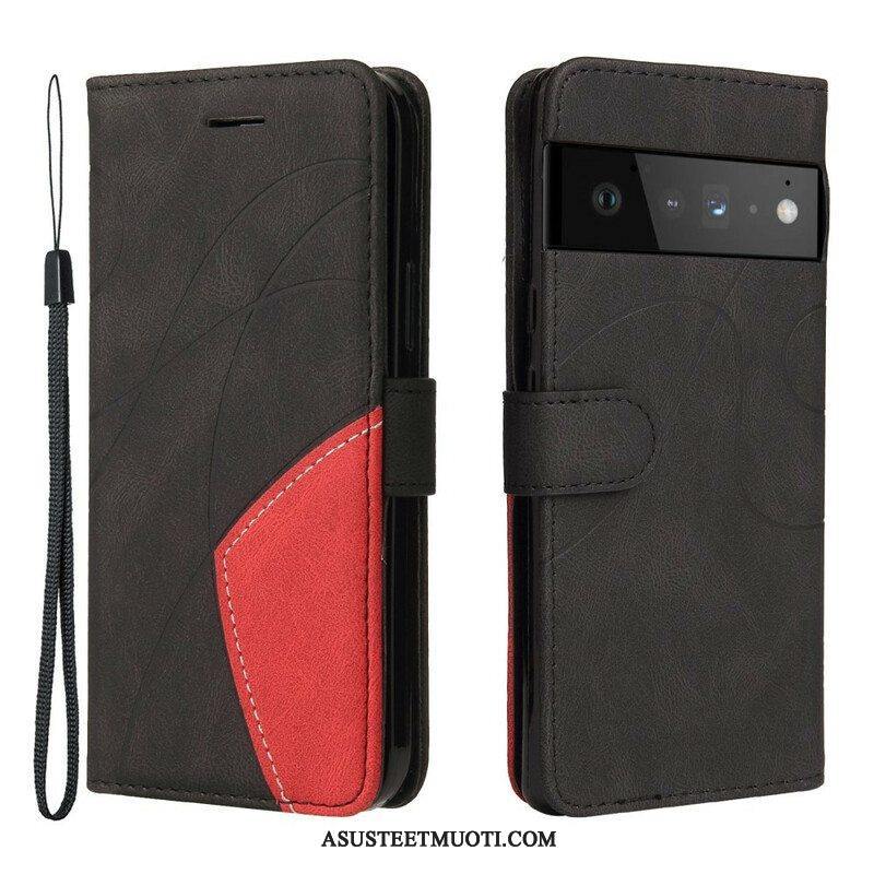 Kotelot Google Pixel 6 Kaksisävyinen Signature Faux Leather